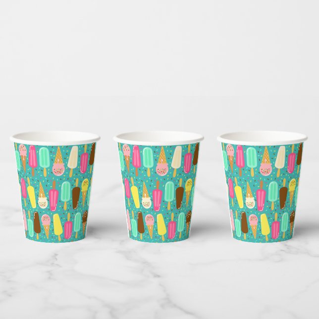 Colorful Ice Cream Pattern Summer  Paper Cups (Multi)