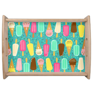 Colorful Ice Cream Pattern Summer Serving Tray