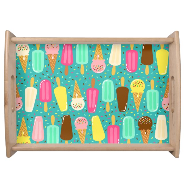 Colorful Ice Cream Pattern Summer  Serving Tray (Front)
