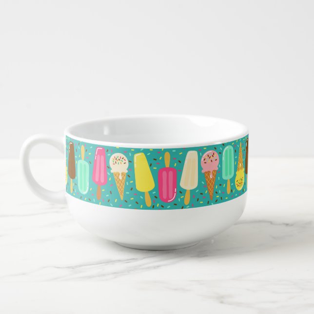 Colorful Ice Cream Pattern Summer  Soup Mug (Right)
