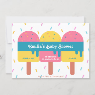 Colorful ice cream popsicle baby shower invitation