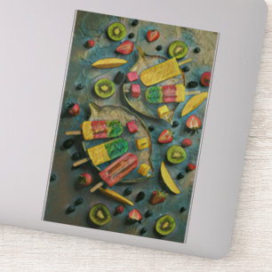 Colorful ice cream popsicles fruits sticker