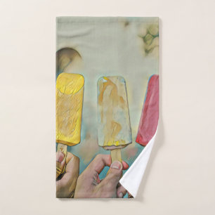 Colorful ice cream popsicles hand towel