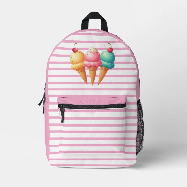 Colorful Ice cream Printed Backpack (Front)