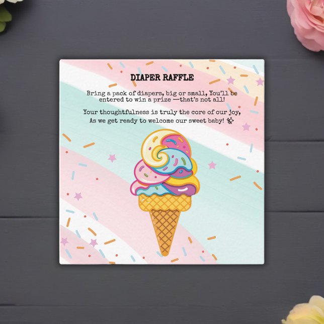 Colorful Ice Cream Scoop Sprinkles Baby Shower Enclosure Card (Creator Uploaded)