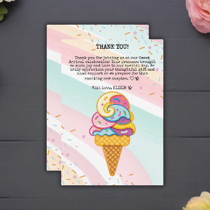 Colorful Ice Cream Scoop Sprinkles Baby Shower Thank You Card