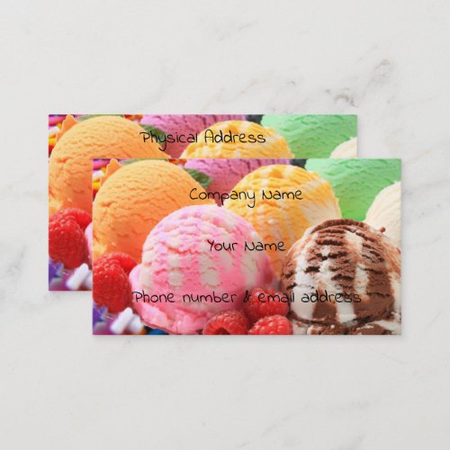 colorful ice cream scoops business card