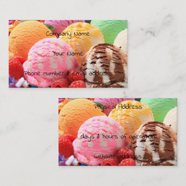 colorful ice cream scoops business card (Front/Back)