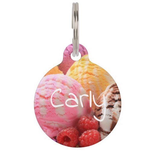 colorful ice cream scoops pet ID tag