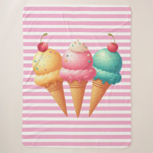 Colorful Ice cream Sherpa Blanket