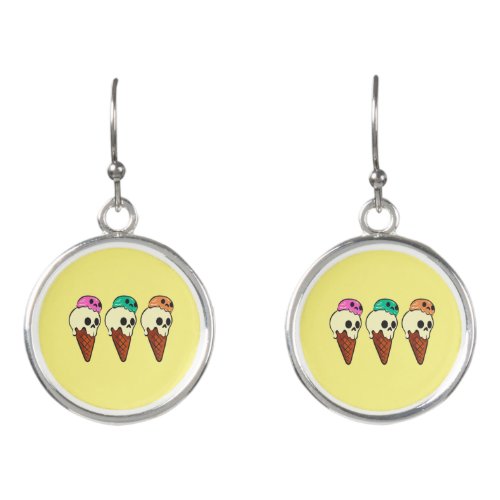 Colorful Ice Cream Skulls Earrings