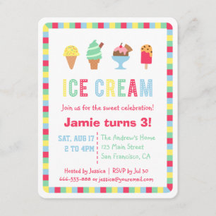 Colorful Ice Cream Summer Party Invitations