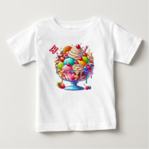 Colorful Ice Cream Sundae – Cute Dessert Illustra Baby T-Shirt