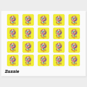 Colorful Ice Cream Sundae – Cute Dessert Illustra Square Sticker