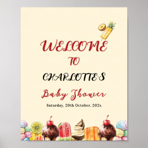 Colorful Ice Cream Sweet Baby Shower Welcome Poster
