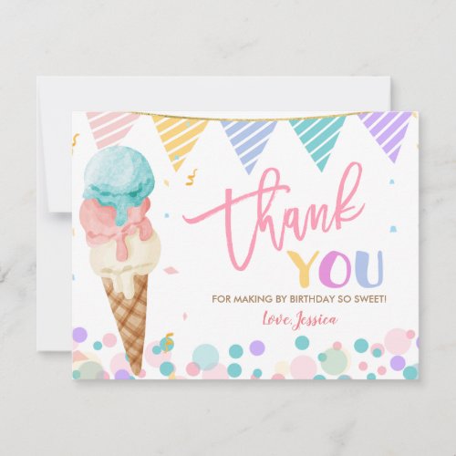 Colorful Ice Cream  Thank You Card