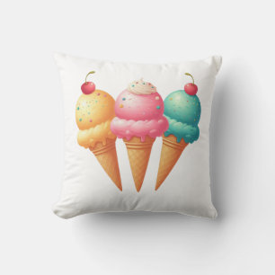 Colorful Ice cream Throw Pillow