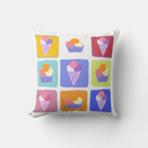 Colorful ice creams collage throw pillow