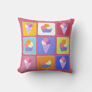 Colorful ice creams collage throw pillow