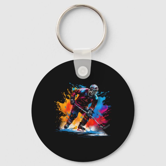 Colorful Ice Hockey  Keychain (Front)