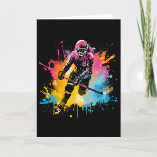 Colorful Ice Hockey Player Girl On Womens Ice Hock Card