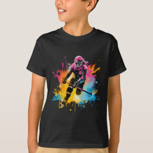 Colorful Ice Hockey Player Girl On Womens Ice Hock T-Shirt