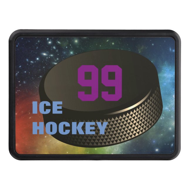 Colorful Ice Hockey Puck- Trailer Hitch Cover (Front)