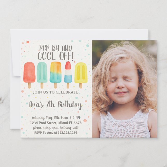 Colorful Ice Pop Birthday Invitation (Front)