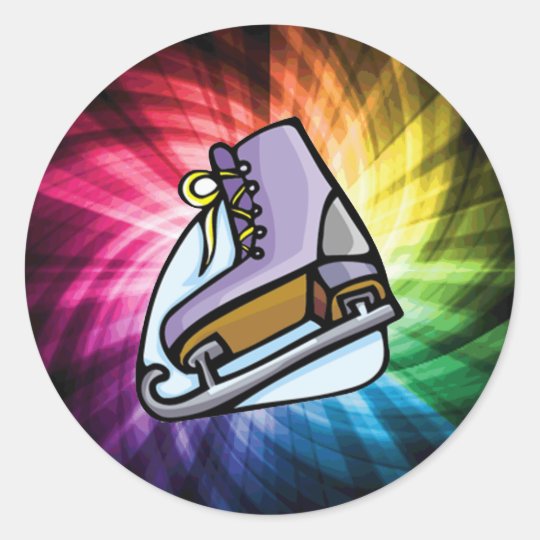 Colorful Ice Skate Classic Round Sticker