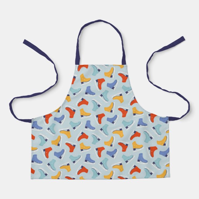 Colorful Ice Skate Winter Pattern Apron (Front)