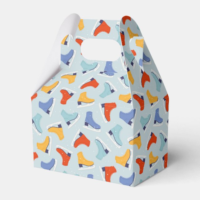 Colorful Ice Skate Winter Pattern Favor Boxes (Front Side)