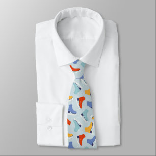 Colorful Ice Skate Winter Pattern Neck Tie