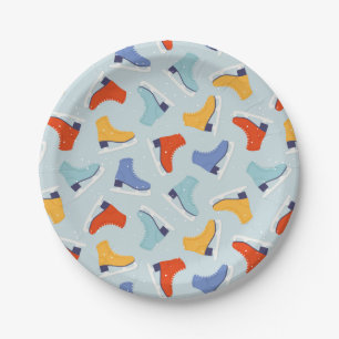 Colorful Ice Skate Winter Pattern Paper Plates
