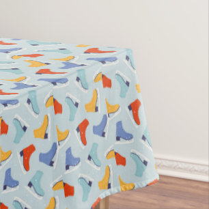 Colorful Ice Skate Winter Pattern Tablecloth