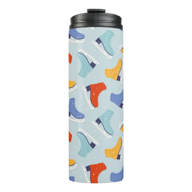 Colorful Ice Skate Winter Pattern Thermal Tumbler (Front)
