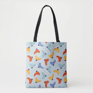 Colorful Ice Skate Winter Pattern Tote Bag