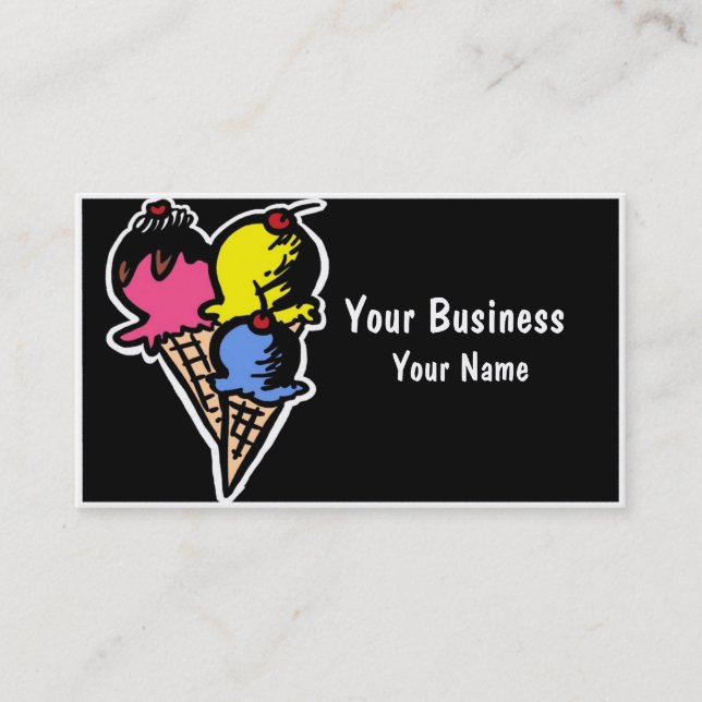 Colorful icecream store custom business cards (Front)