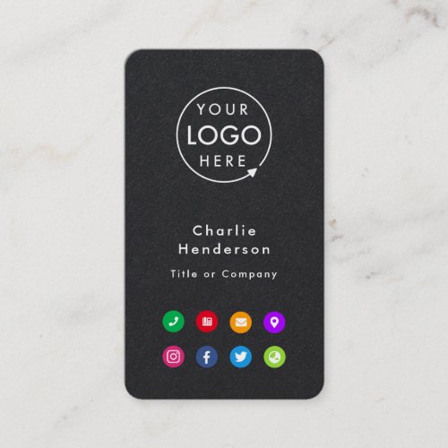 Colorful Icons  Black Social Media Modern Logo Business Card