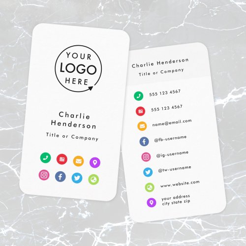 Colorful Icons  Social Media Modern Logo Business Card