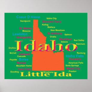 Colorful Idaho State Pride Map Poster