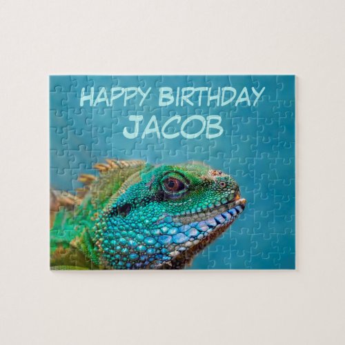 Colorful Iguana Birthday Jigsaw Puzzle