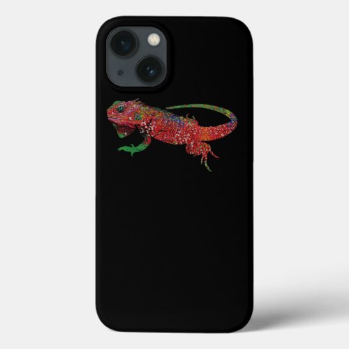 Colorful Iguana Gift Lizards Lover and Owner Gift iPhone 13 Case