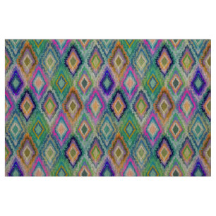 Colorful Ikat Tribal Geometric Pattern 2 Fabric