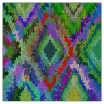 Colorful Ikat Tribal Geometric Pattern Fabric