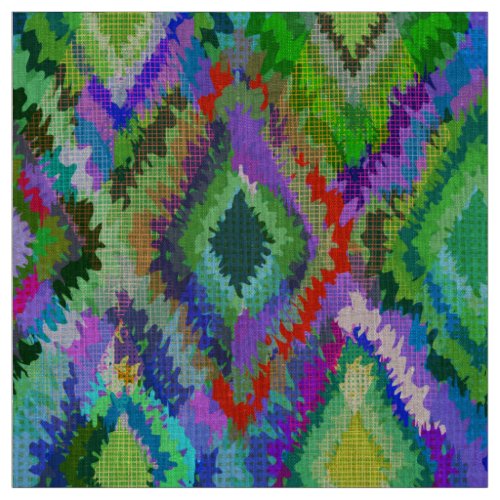 Colorful Ikat Tribal Geometric Pattern Fabric