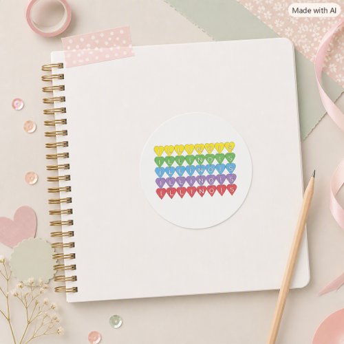 Colorful Illinois Heart Typography Design  Classic Round Sticker