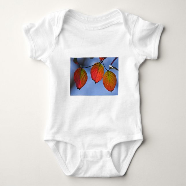 Colorful Illuminated Autumn Leaves Trio Baby Bodysuit (Front)