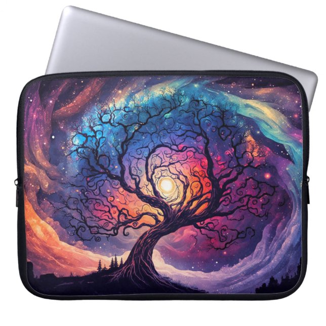 Colorful Illuminating Night Sky Illustration Laptop Sleeve (Front)