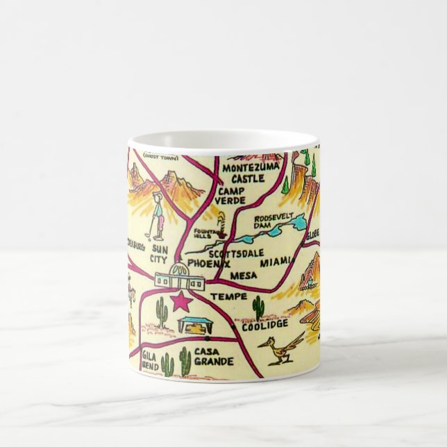 Colorful Illustrated Arizona Map Mug (Center)