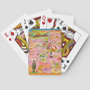 Colorful Illustrated Arizona Map Playing Cards